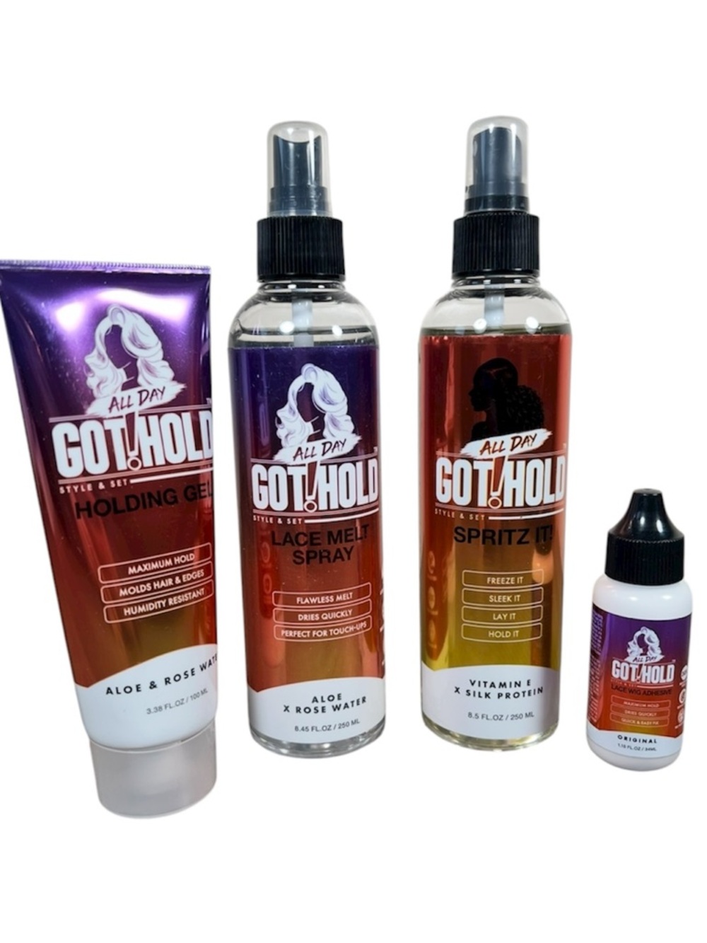 All Day Got Hold Lace Melt Spray Wig Glue Edge Holding Gel Braid Spray Bundle